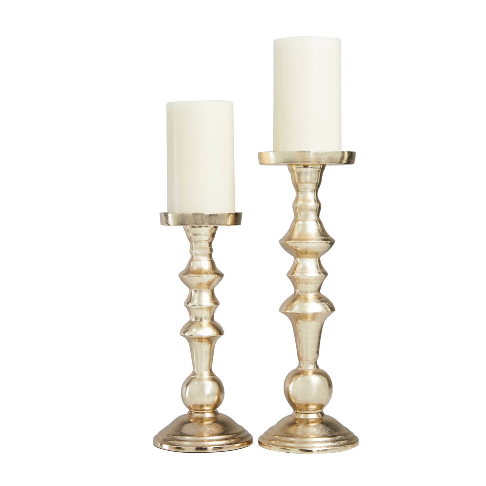 Gold Aluminum Candle Holder Set